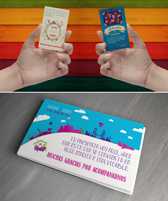 Tarjetas agradecimiento viajeras