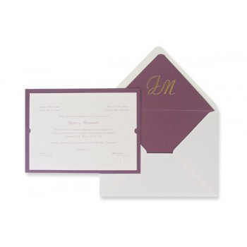 Tarjeta de boda clásica con marco lila