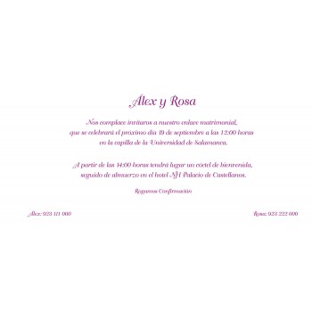Invitación de boda con flores púrpura