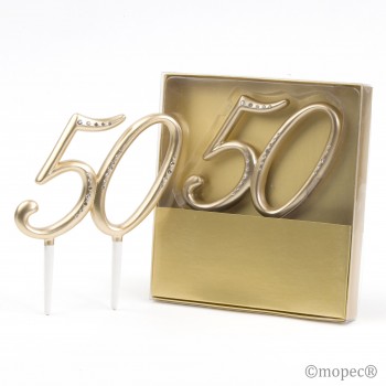 Cake topper 50 aniversario oro brillo