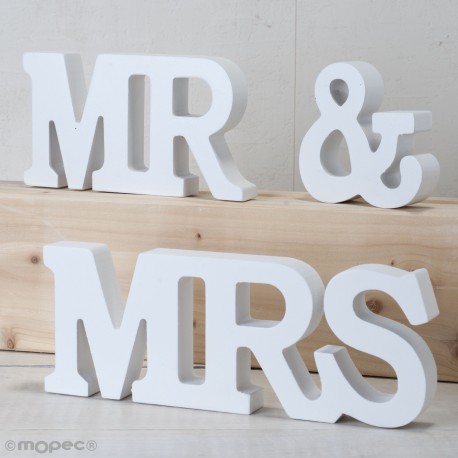 Figura madera Mr&Mrs blanco