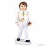 Figura de pastel de comunión niño almirante traje blanco