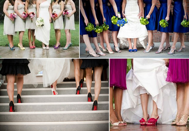 Zapatos de novia combinados con las damas de honor