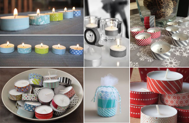 DIY velas decoradas con washi tape para bodas