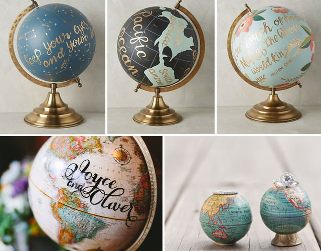 Bolas del mundo para decorar bodas con temática viajera